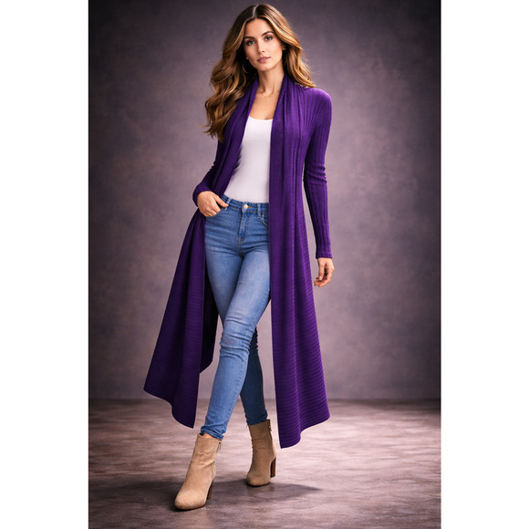 Designer Merino Wool Cashmere Sculpted Front-Drape Wrap Top - Picture 1 of 16